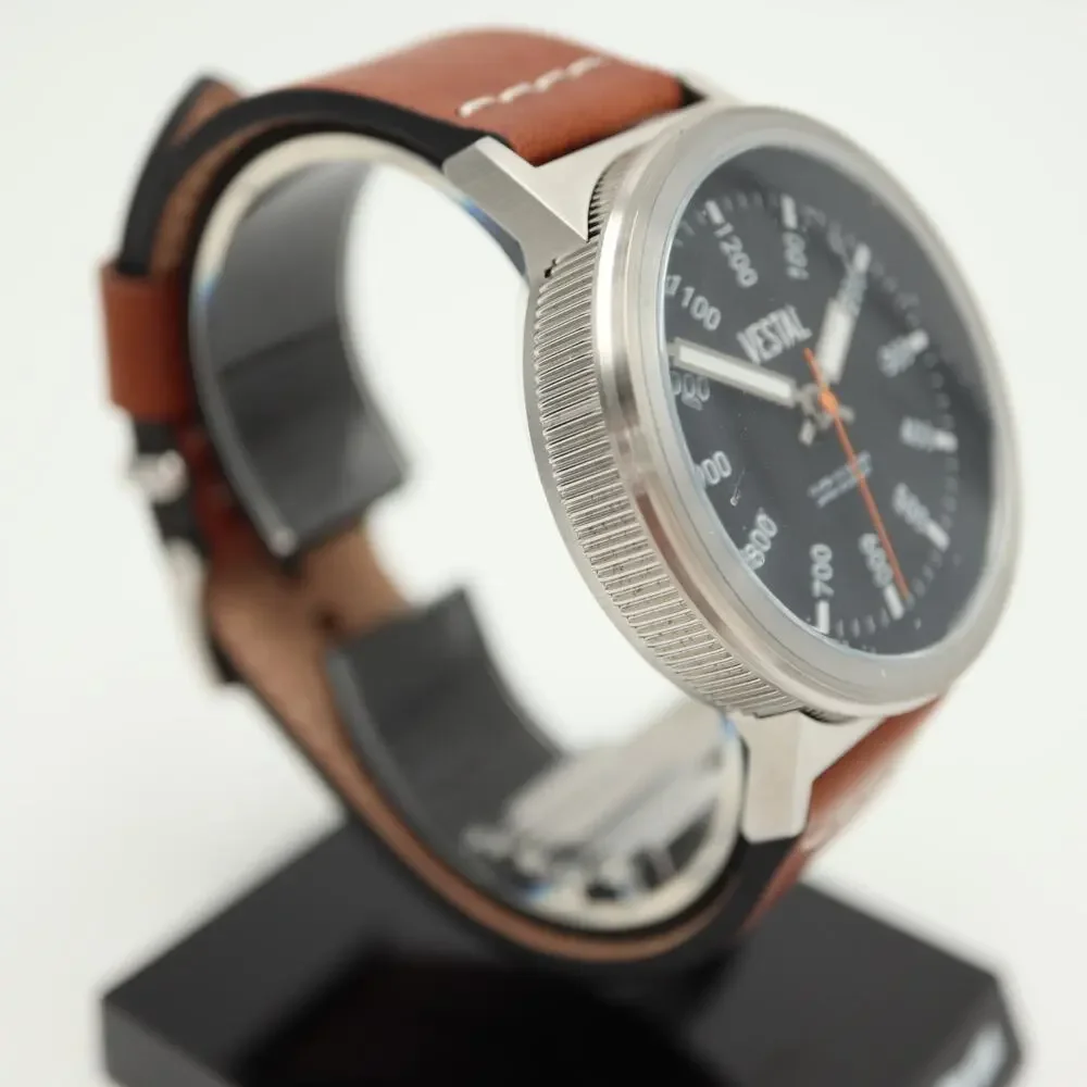 Vestal Retrofocus Mens 44mm Field Watch Monster Italian Leather w New Battery